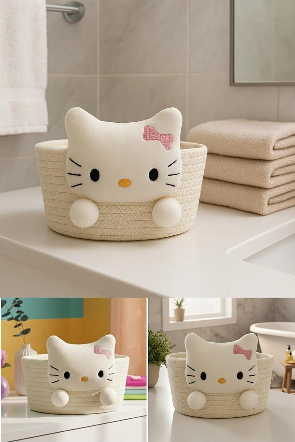 Çok Amaçlı Hasır Sepet-Havlu Sepeti